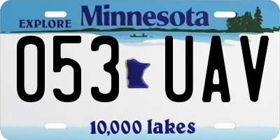 MN license plate 053UAV