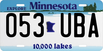 MN license plate 053UBA