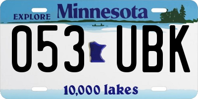MN license plate 053UBK