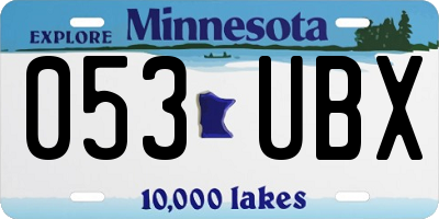 MN license plate 053UBX