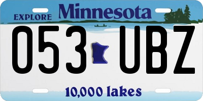 MN license plate 053UBZ