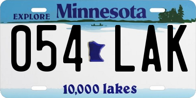 MN license plate 054LAK