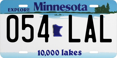 MN license plate 054LAL