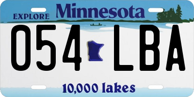 MN license plate 054LBA