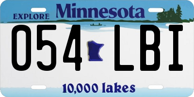 MN license plate 054LBI