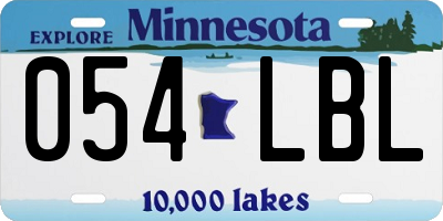 MN license plate 054LBL