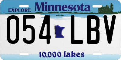 MN license plate 054LBV
