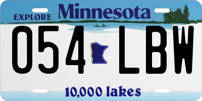MN license plate 054LBW
