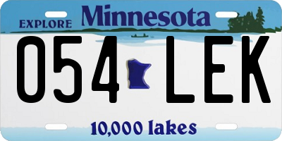 MN license plate 054LEK