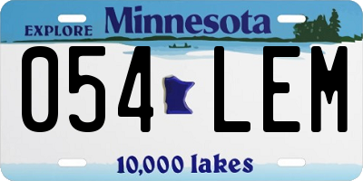 MN license plate 054LEM
