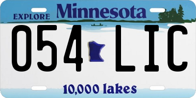 MN license plate 054LIC