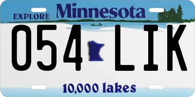 MN license plate 054LIK