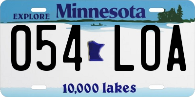 MN license plate 054LOA