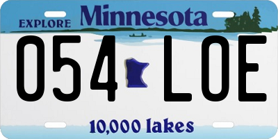 MN license plate 054LOE