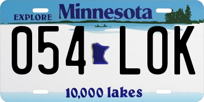 MN license plate 054LOK