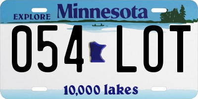 MN license plate 054LOT