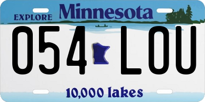 MN license plate 054LOU