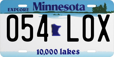MN license plate 054LOX