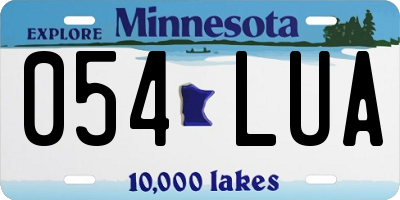 MN license plate 054LUA