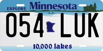 MN license plate 054LUK