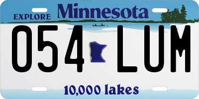 MN license plate 054LUM