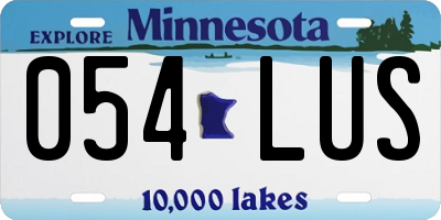 MN license plate 054LUS