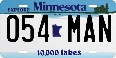 MN license plate 054MAN