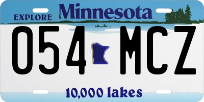 MN license plate 054MCZ