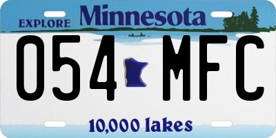 MN license plate 054MFC