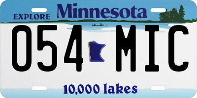 MN license plate 054MIC