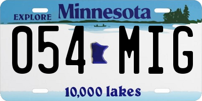 MN license plate 054MIG