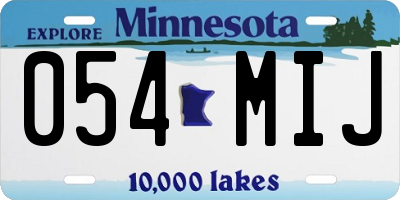 MN license plate 054MIJ