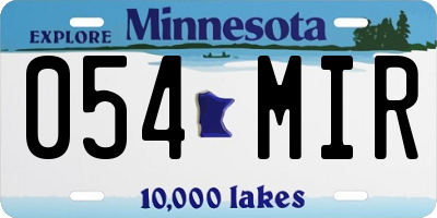 MN license plate 054MIR