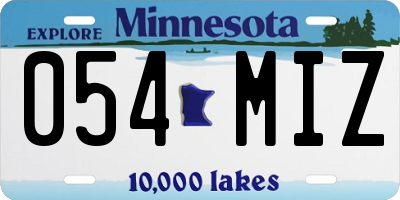 MN license plate 054MIZ