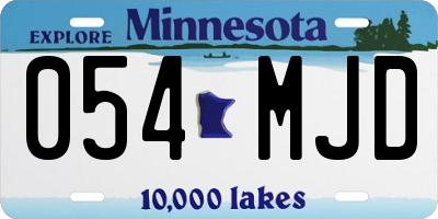 MN license plate 054MJD