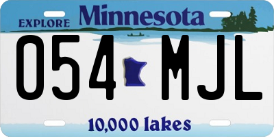 MN license plate 054MJL