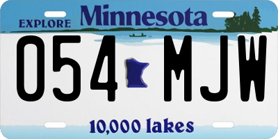 MN license plate 054MJW