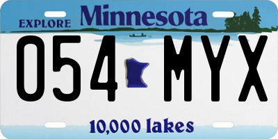 MN license plate 054MYX