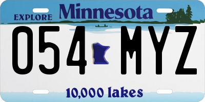 MN license plate 054MYZ