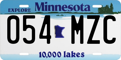 MN license plate 054MZC
