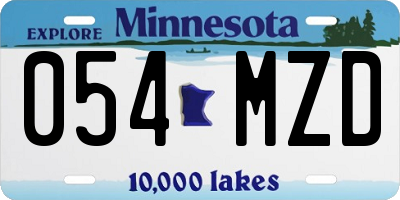 MN license plate 054MZD