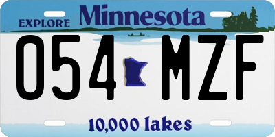 MN license plate 054MZF
