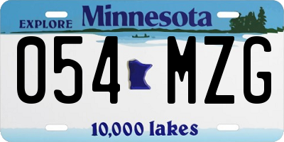 MN license plate 054MZG