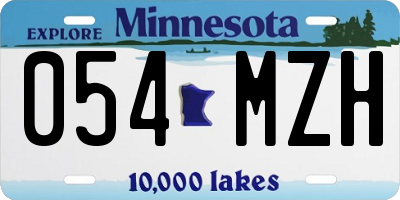 MN license plate 054MZH