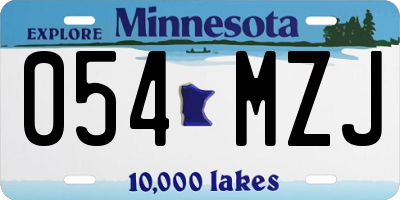 MN license plate 054MZJ