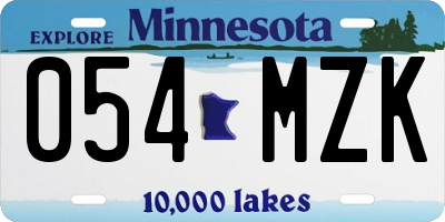 MN license plate 054MZK