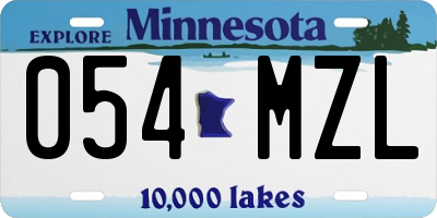 MN license plate 054MZL
