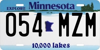 MN license plate 054MZM