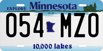 MN license plate 054MZO