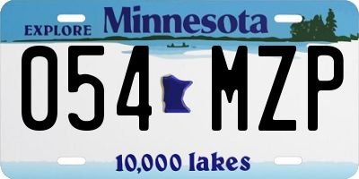 MN license plate 054MZP